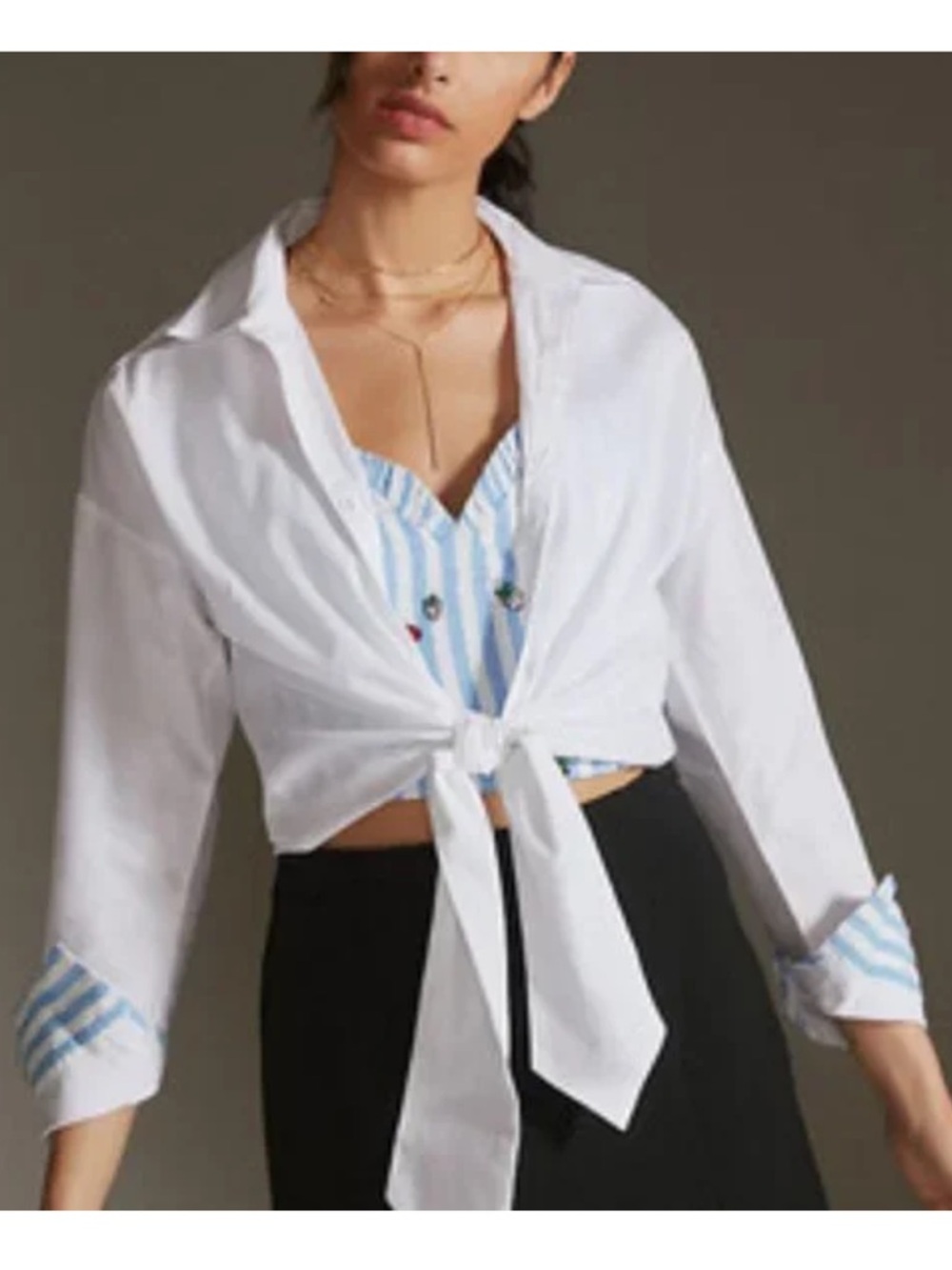 Anthropologie Maeve Button Down Tie Front Shirt